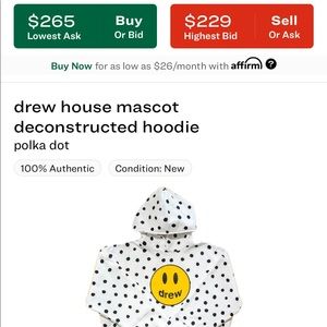 Drew House Mascot Deconstructed Hoodie AUTHENTIC
